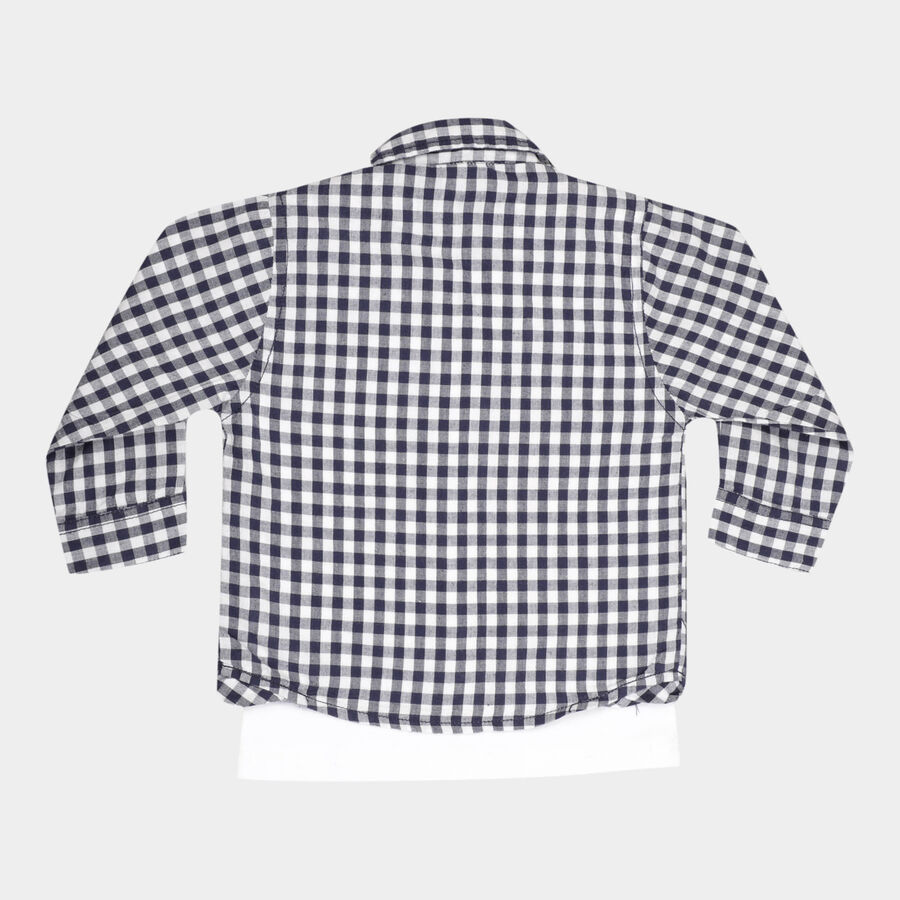 Infants Cotton Solid Casual Shirt, Navy Blue, large image number null