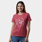 Women's Purple Round Neck Casual T-Shirt, Purple, small