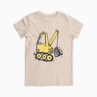 Boys Beige Cotton Round Neck Casual T-Shirt, Beige, small