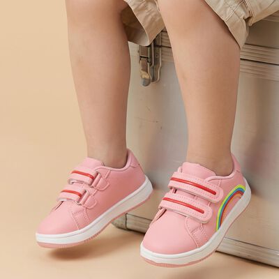 Girls Pink Velcro Strap Sneakers