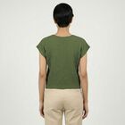 Women's Green Cotton Blend Top, Dark Green, small