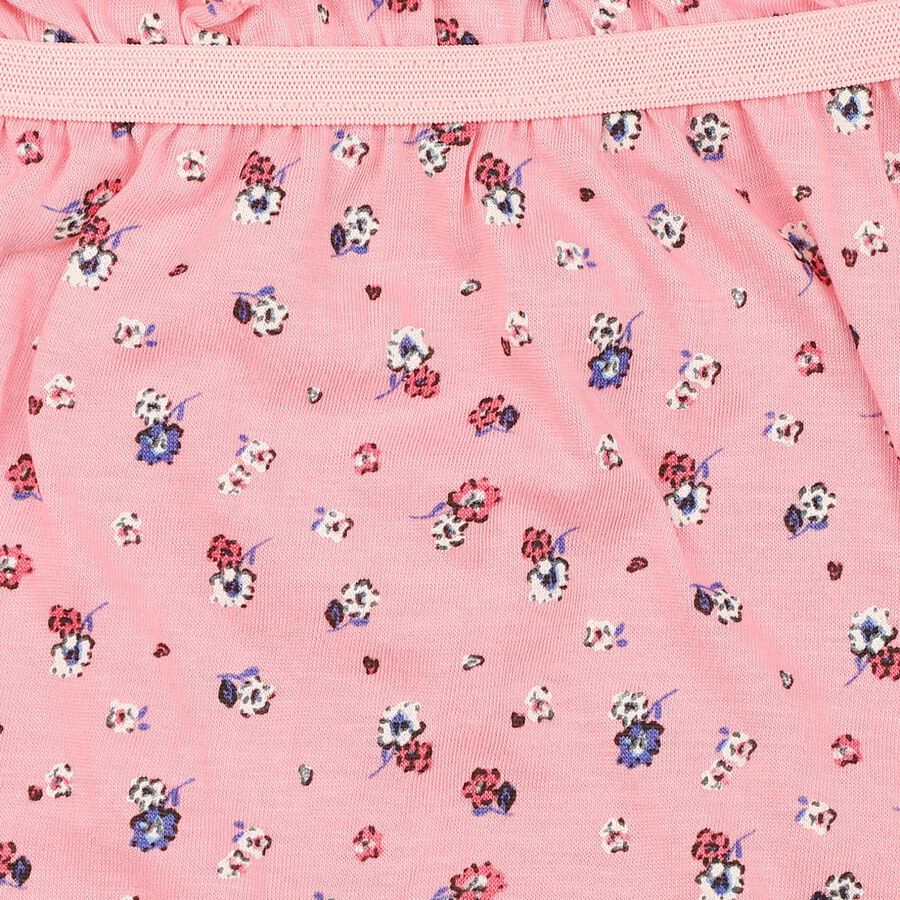 Girls Pink Regular Fit Floral Bloomer Shorts, हल्का गुलाबी, large