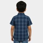Boys Navy Blue Cotton Half Sleeve Collared Casual Shirt, Navy Blue, small