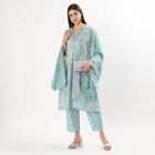 Women's Light Blue Cotton Round Neck Solid Kurta, हल्का नीला, small