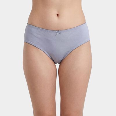 Women's Light Blue Regular Fit Ribbed Scalloped Panty