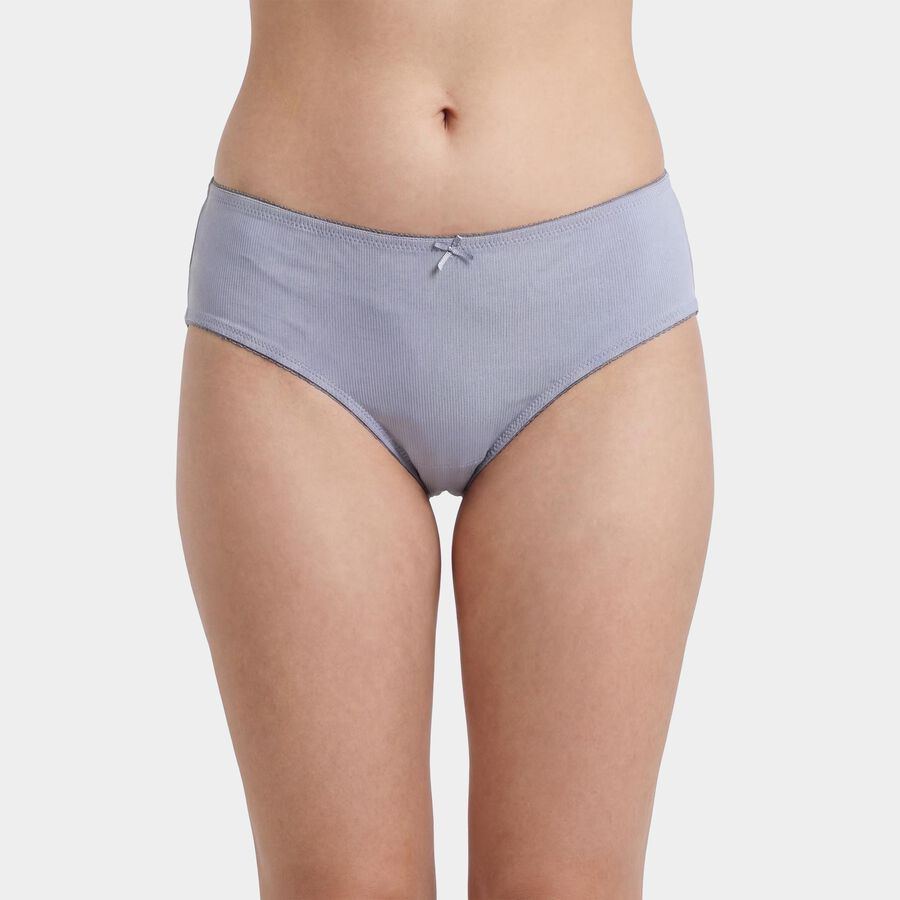 Women's Light Blue Regular Fit Ribbed Scalloped Panty, Light Blue, large