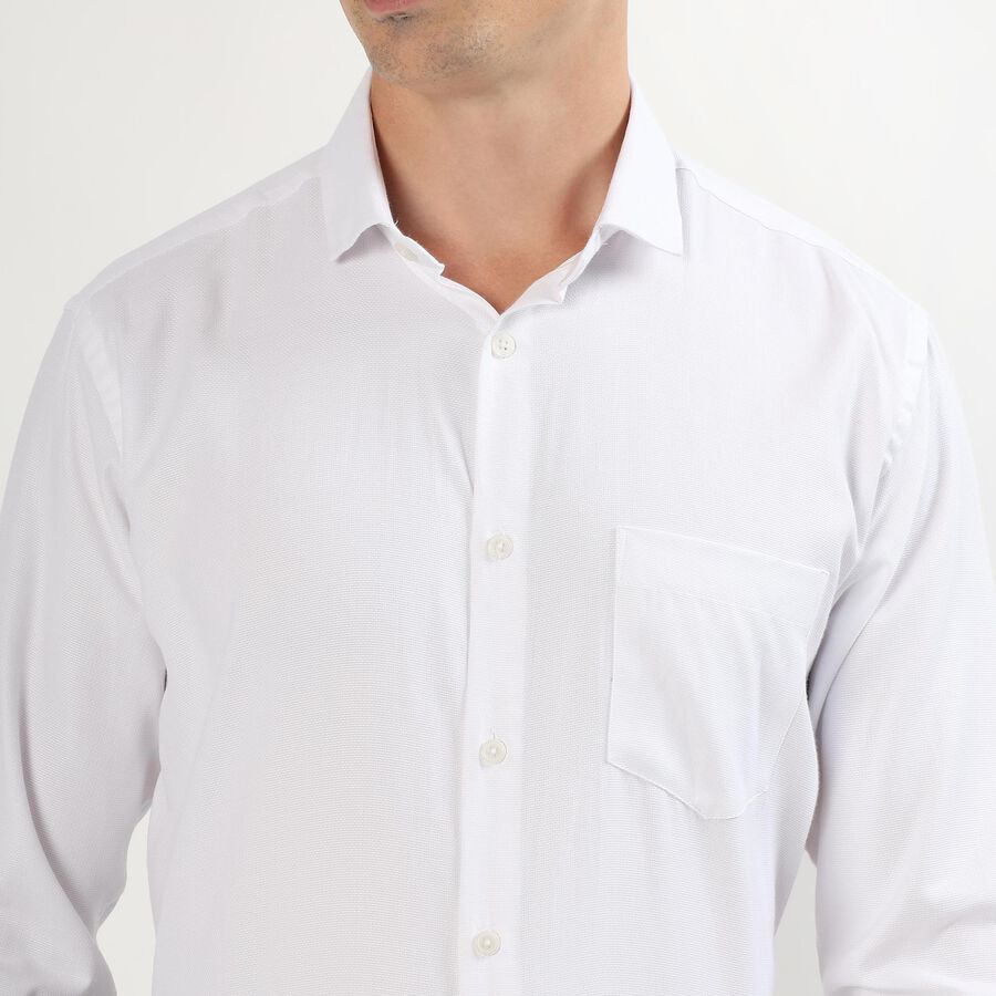 Men's Rich Eggshell White Classic Formal Shirt, सफ़ेद, large