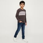 Boys Charcoal Cotton Round Neck Casual T-Shirt, चारकोल, small image number null