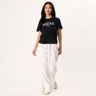 Women's Black Cotton Round Neck Minimalist T-Shirt, Black, small