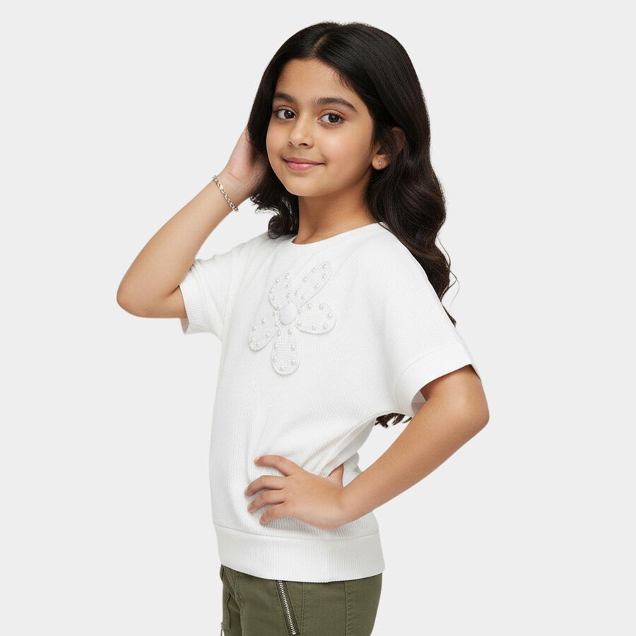 Girls' T-Shirt, सफ़ेद, large