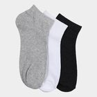 Men's Ankle Length Socks Pack of 3 ( Grey Melange, White, Charcoal ), मिश्रित हल्का ग्रे, small