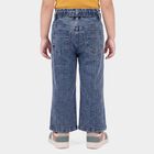 Girls Light Blue Wide Leg Belted Jeans, हल्का नीला, small