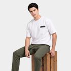 Men's White Cotton Round Neck Regular T-Shirt, White, small