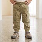 Boys Olive Green Regular Fit Cargo Trousers, Olive, small