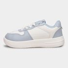 Women's Light Powder Blue and White Lace-Up Casual Sneakers, Blue, small