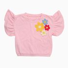 Girls Bright Pink Round Neck Casual T-Shirt, Pink, small