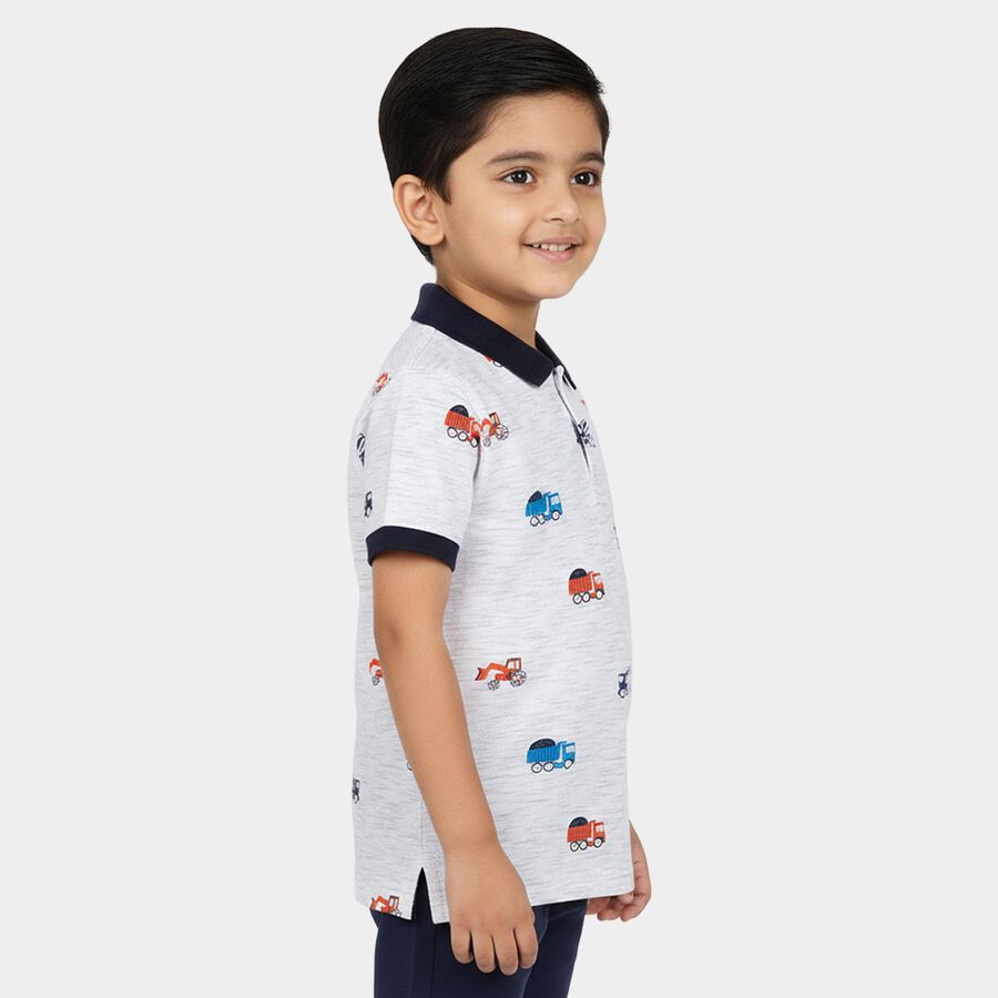 Boys' Half Sleeves T-Shirt, हल्का ग्रे, large