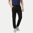 Men's Black Slim Fit Jogger Trousers, काला, small