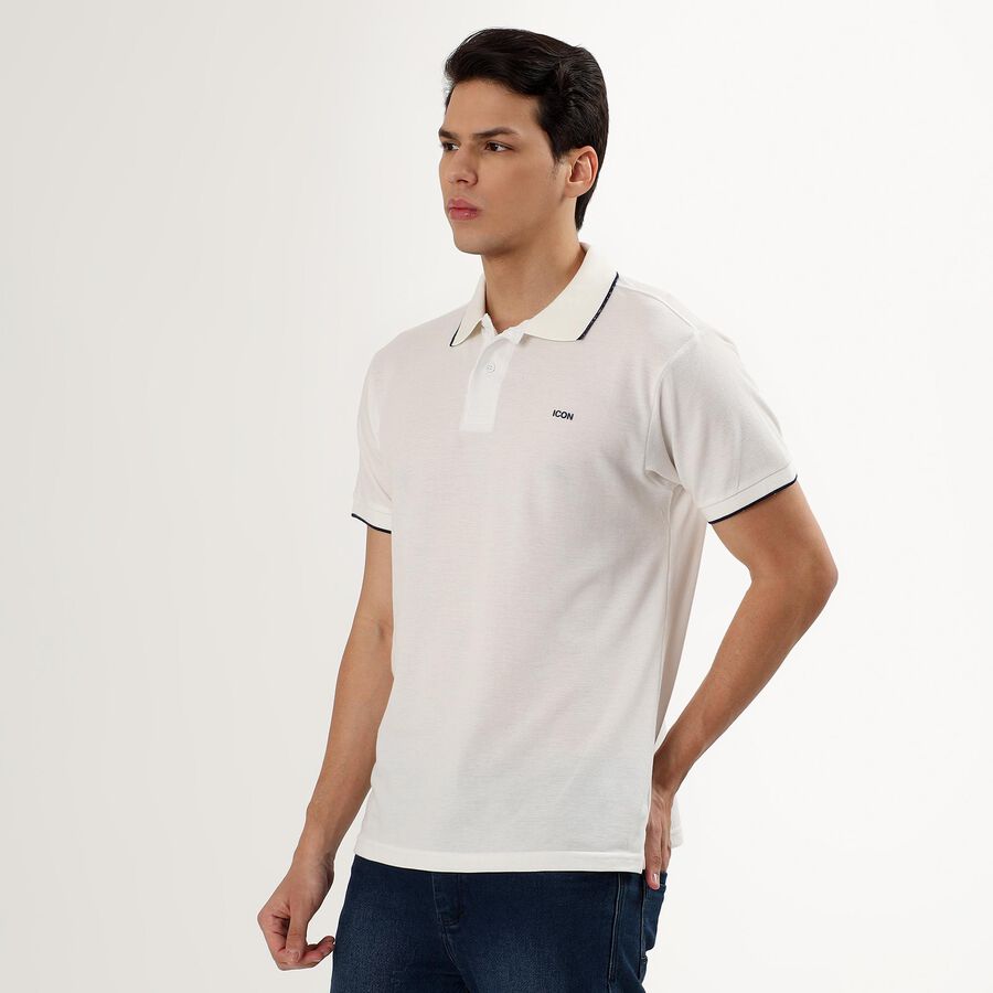 Men's Collared Half Sleeves T-Shirt, White, large image number null