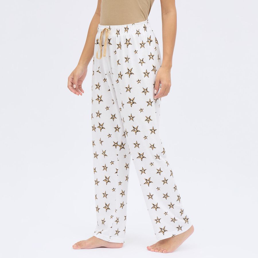 Women's White Full Length Printed Pyjama, White, large image number null