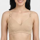 Women's Beige Cotton Blend Regular T-Shirt Bra, Beige, small
