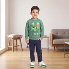 Boys' Green Crew Neck Pullover Sweatshirt, गहरा हरा, small