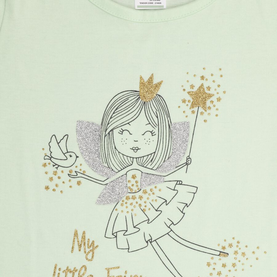 Girls' 100% Cotton T-Shirt , हल्का हरा, large image number null