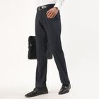 Men's Navy Blue Slim Fit Checkered Formal Trousers, Dark Grey, small image number null