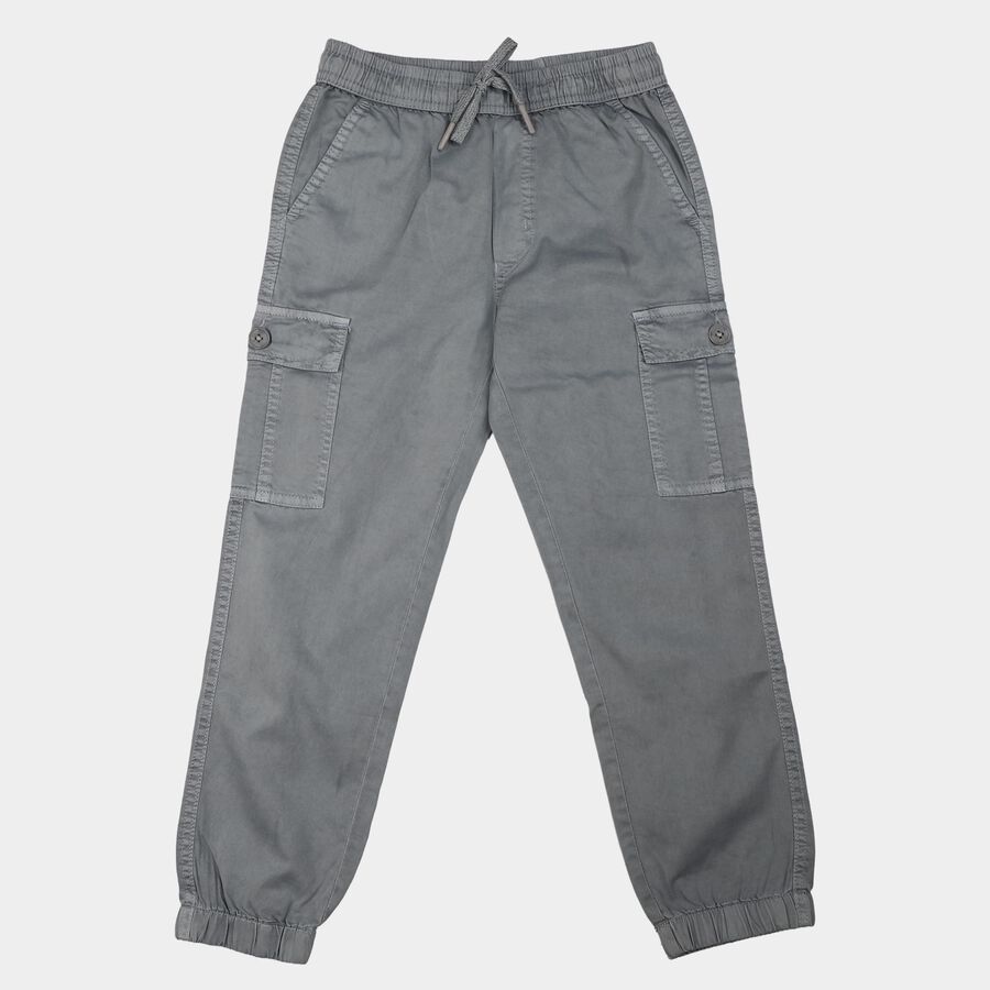 Boys Grey Regular Fit Cargo Trousers, Light Grey, large