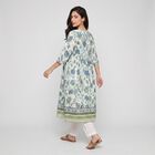 Women's Light Blue Cotton V-Neck Floral Printed Kurta, Light Blue, small