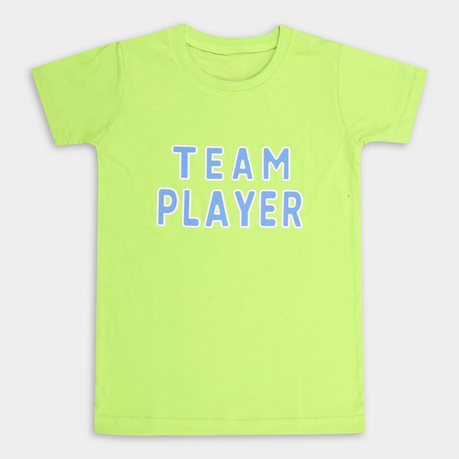 Boys' 100% Cotton Half Sleeves T-Shirt , Light Green, large image number null