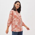 Women's Bright Coral Red Mandarin Collar Printed Kurti, Coral, small image number null