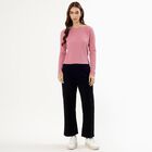 Women's Dusty Rose Pink Round Neck Casual Top, Pink, small image number null