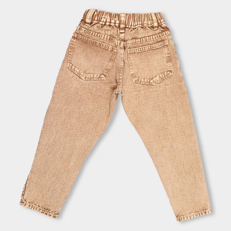 Boys' Heavy Wash Blue Regular Fit Basic Jeans, Brown, large image number null