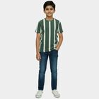 Boys Green Crew Neck Casual Half Sleeves T-Shirt, Dark Green, small
