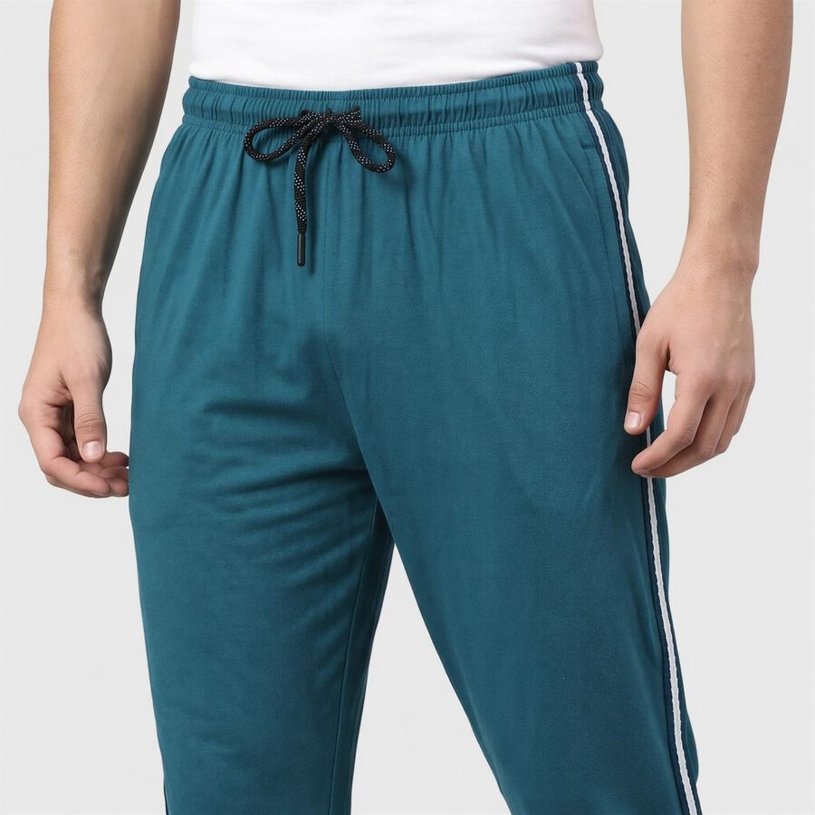 Men's Teal Regular Fit Side-Striped Track Pants, Teal Blue, large