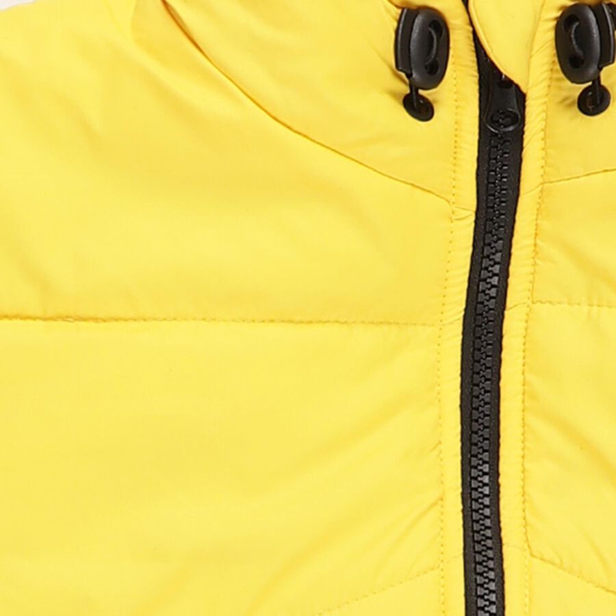 Boys' Bright Yellow Hooded Quilted Jacket, Yellow, large image number null