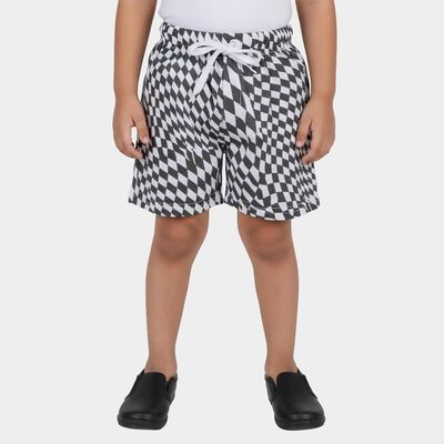 Boys' Black and White Checkered Cotton Blend Bermuda Shorts