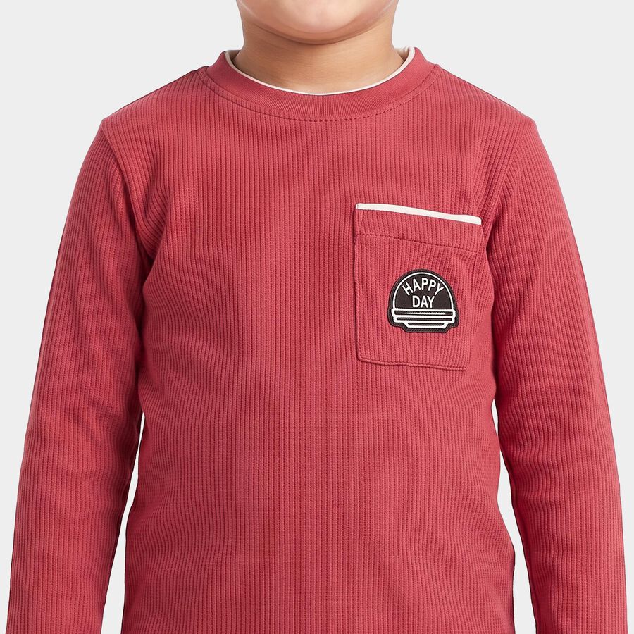 Boys Pink Crew Neck Regular T-Shirt, Pink, large