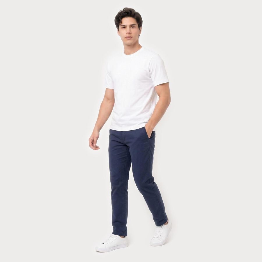 Men's White Cotton Round Neck Regular T-Shirt, White, large