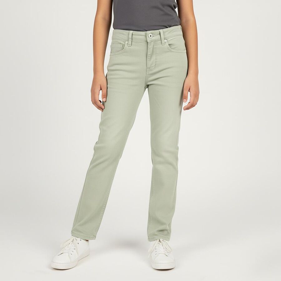 Girls' Light Sage Green Straight Fit Jeans, Light Green, large image number null