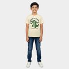 Boys White Cotton Round Neck Regular Boys T-Shirt, White, small