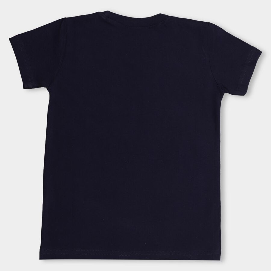 Boys' 100% Cotton Half Sleeves T-Shirt , नेवी ब्लू, large