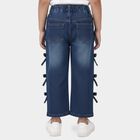 Girls' Light Blue Straight Fit Side Bow Detail Jeans, Light Blue, small