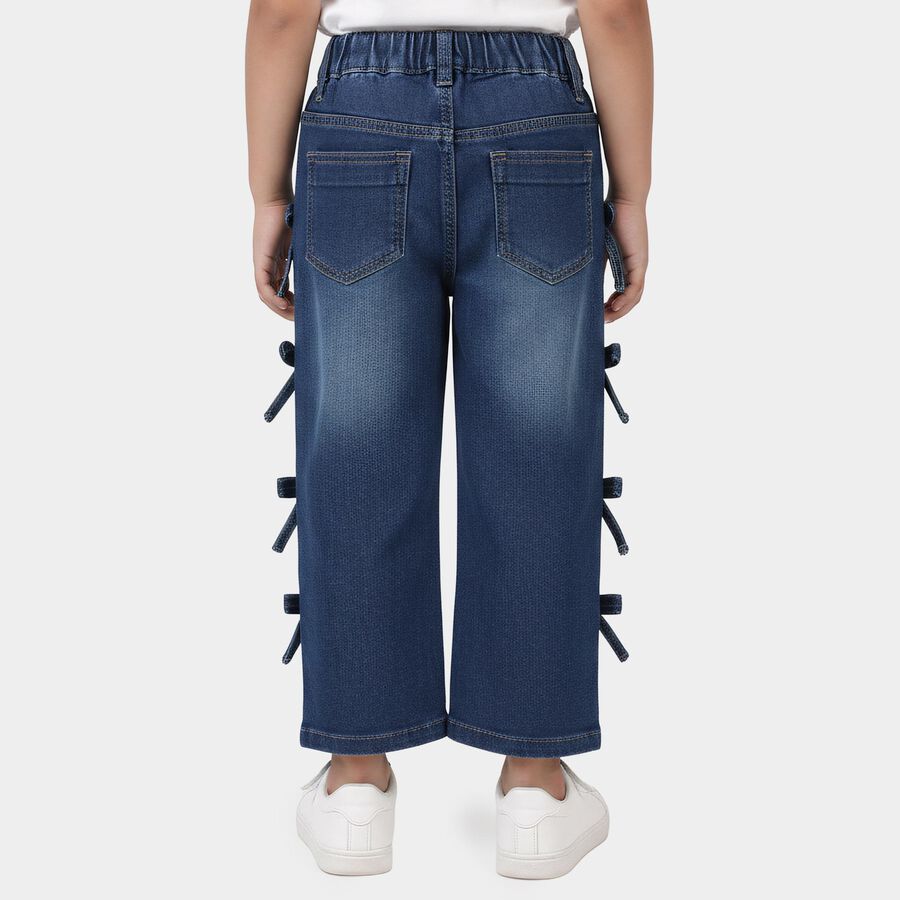 Girls' Light Blue Straight Fit Side Bow Detail Jeans, Light Blue, large