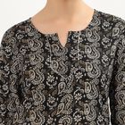 Women's Black Round Neck Printed Kurti, Black, small image number null