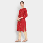 Printed 3/4Th Sleeves Kurta, Maroon, small image number null