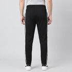 Men's Black Regular Fit Side-Striped Track Pants, Black, small