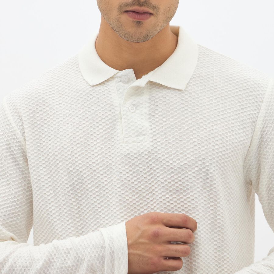 Men's Rich Eggshell White Polo Neck Classic T-Shirt, White, large image number null