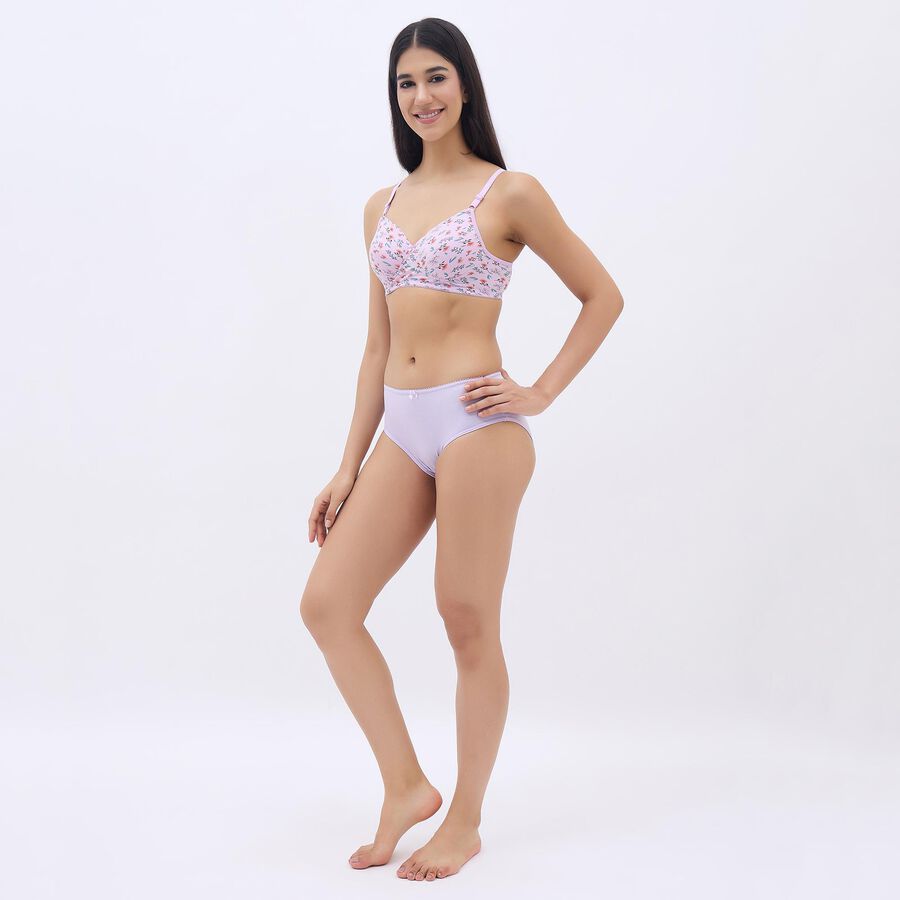 Women's Soft Pink Cotton Blend V-Neck Casual Bra, गुलाबी, large image number null